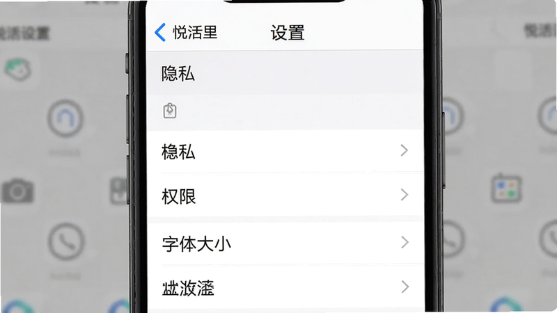 �������û���APP�����ý��棬����Ϊ�б���ʽ����ʾ��˽��Ȩ�ޡ������С��ѡ�����Ϊ��ɫ������࣬ϸ�����������ְ���