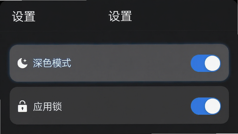 主体为吉星相映APP的设置界面,布局为列表式菜单,背景为深灰色,高亮显示