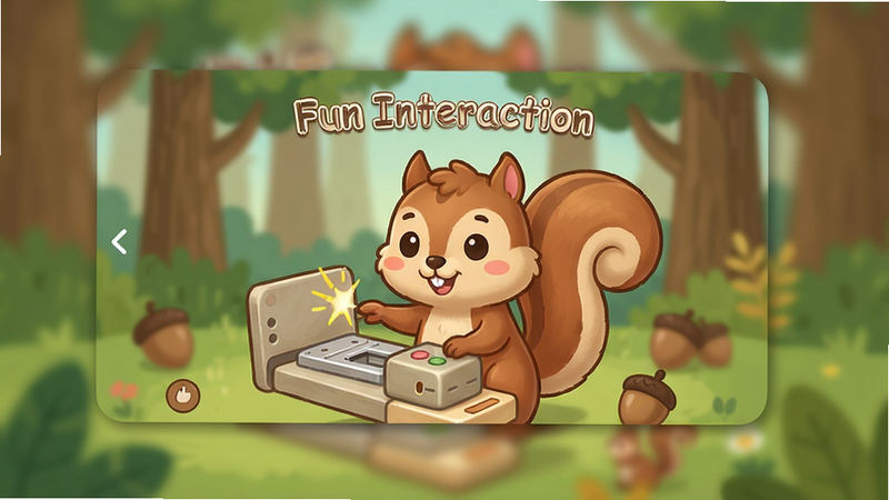 ����ΪSquirrel StaplerӦ���ڵĲ������棬����Ϊȫ������ʽ���Ű��������ˣ����Ϊ�ɰ���ͨ�磬ϸ��չʾ�����ɫ����Ļ������н�������������ģ��������ͻ�����壬���ʸ��壬�ɾ����޶���Ԫ�أ�������ʾ