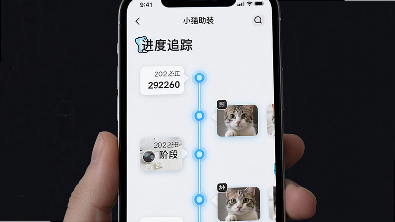 ����Ϊ�ֻ����棬��ʾ��Сè��װ���Ľ���׷��ҳ�棬����Ϊ��ֱʱ���ᣬ�ڵ�������ڡ��׶����ơ�����ͼ���Ű����������Ϊ�Ƽ���������ƣ�ϸ��չʾ�ڵ�Բ���������ߣ������������ɾ����������֡�����׷�١������ɼ�