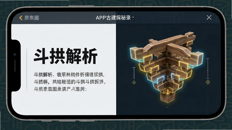 ����Ϊ�ֻ���Ļ��д��չʾ�Ž�̽��¼APP�ڵĹ������ҳ�棬����Ϊ���ҷ��������Ϊ����˵�����Ҳ�Ϊ�����ṹ�ı�ըͼ���Ű����룬���Ϊ�Ƽ����봫ͳ�Ļ���ϣ�ϸ�ڴ�������ʾ�î���ӵ㣬���ʳ��壬�ɾ����޶���Ԫ�أ����֡������������Ӵ���ʾ