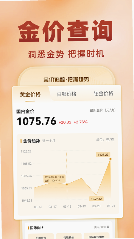 黄金价格一键查 安卓版 走势图界面截图