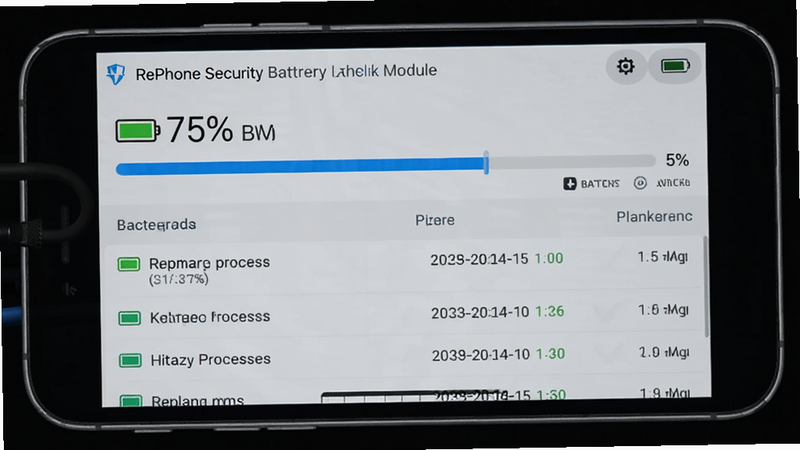 RePhone Security ����Ż�ģ����棬��ʾ��ص����ٷֱȣ���ɫ������������Ϊǳ��ɫ������չʾ��̨�����б��������������߷ֱ���