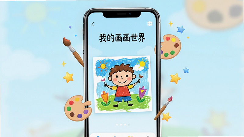 ����Ϊһ�����������ֻ�����Ļ��ʾ�š��ҵĻ������硱Ӧ�ý��棬������һ��ɫ�����޵Ŀ�ͨ����ͯ������ΧƯ���Ż��ʡ���ɫ�̺����ǵ�Ԫ�أ�����Ϊ��͵ĵ���ɫ���䣬�������ĶԳƣ��Ű��࣬������¿ɰ���ϸ�ڷḻ�����ʸ��壬�ɾ����޶���Ԫ��