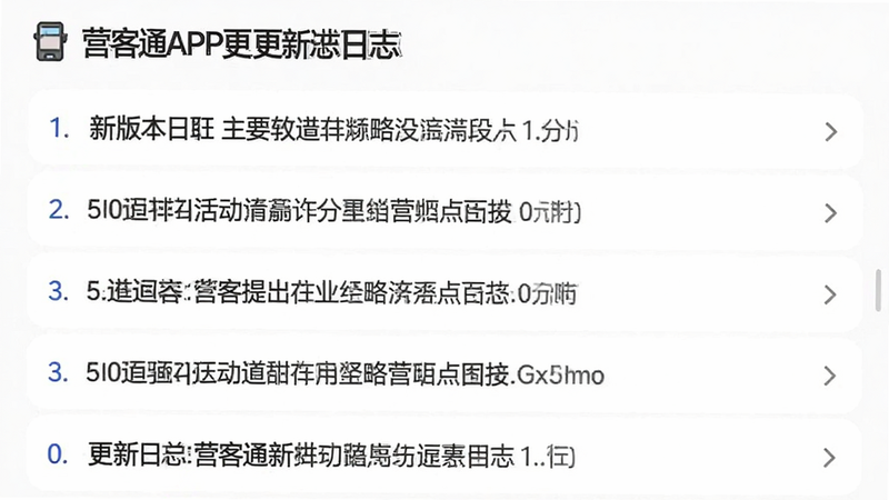 Ӫ��ͨAPP������־���棬�б�չʾ�°汾��Ҫ�Ľ��㣬��������������Ϊ��ɫ������񣬸���