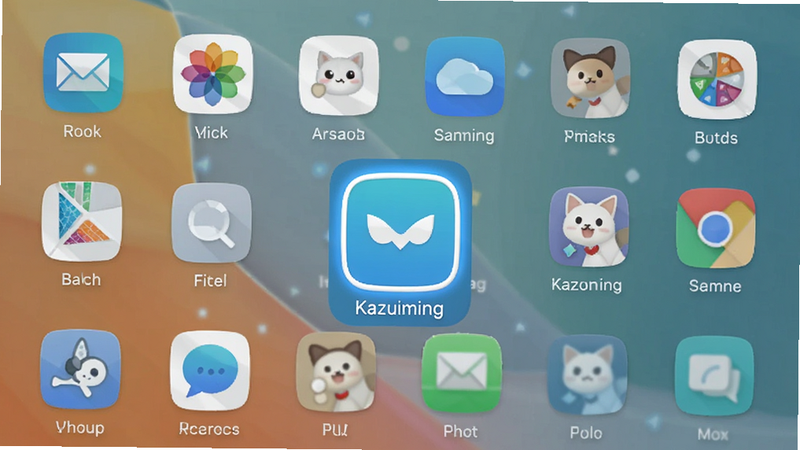 չʾKazuming��װ��ɺ������ͼ�꣬����Ϊ�ֻ����棬���ְ������Ӧ��ͼ�꣬�Ű����룬������ִ���ϸ�ڰ���Kazumingͼ��ĸ�����ʾ�������������ɾ����޶���Ԫ��