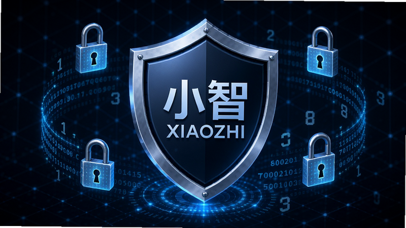 ����ͼ��չʾһ��������״��ͼ�꣬����ӡ�С�С��XIAOZHI��Logo��������Χ���������ͼ��ܴ��������ƣ�����Ϊ��ɫ�Ƽ�������������ȫ�뱣�����������ľ۽���ϸ�ڷḻ���������ݼ��ܵ������ԣ��ɾ�����������