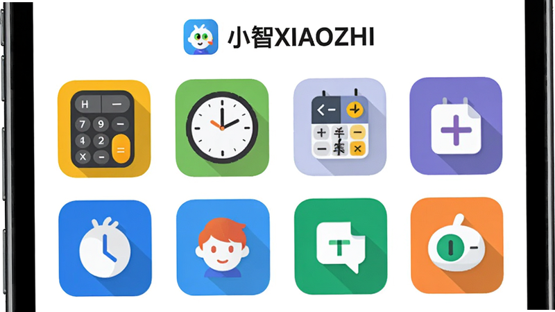 �ֻ�����չʾ��С��XIAOZHI���Ĺ�����ҳ�棬�������ͼ���������У�������������ʱ�ӡ��������ȣ�ͼ����Ʊ�ƽ��ɫ�����ޣ�����Ϊ���ף�ͻ����С��XIAOZHI��Ʒ�Ʊ�ʶ�ڶ��������ֹ������Ӿ���ˬ���޶�����Ӱ��������Ⱦ