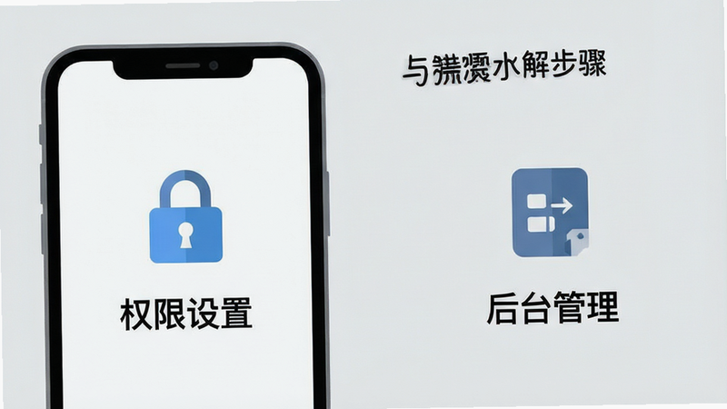 手机屏幕显示错误提示与解决步骤的示意图,背景为浅灰色,文字清晰,包含