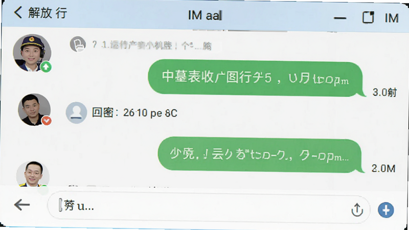 主体为解放行司机版聊天窗口界面,布局为典型IM软件样式,风格简洁友好,细节显示用户头像、气泡对话框及时间戳,画质清晰,界面整洁,体现高效沟通场景,真实软件截图风格