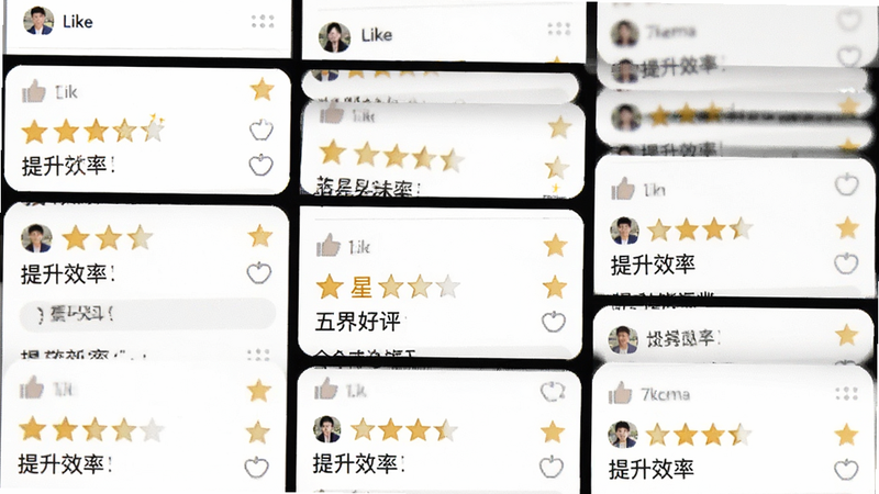 主体为软件好评截图集合,布局为瀑布流展示,包含五星评价和简短文字评论,排版自然,风格为社交媒体界面,细节展示点赞图标,画质清晰,无模糊文字,文字包含