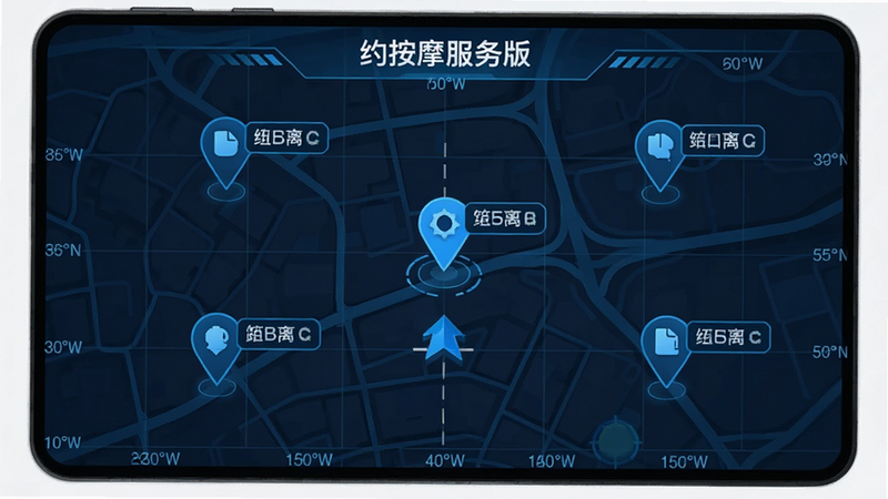 ����Ϊ��Լ��Ħ����桱��ͼ���棬����Ϊ��ͼ�������Ӷ���ŵ��ǵ㣬��ǵ���о����ʶ�����Ϊ�Ƽ�����ɫ��ϸ����ʾ��γ�������붨λ��ͷ�������������ɾ����޶���Ԫ��