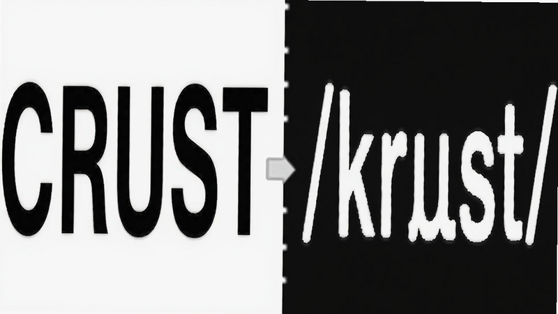 CRUST英文单词发音示意图,左侧显示单词