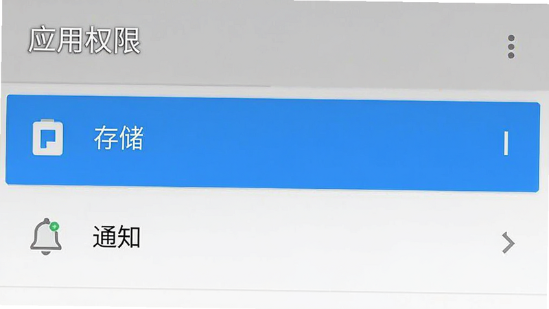 手机设置界面截图,显示“应用权限”页面,高亮显示“存储”和“通知”选项,背景为安卓系统默认风格,清晰简洁,无其他干扰元素
