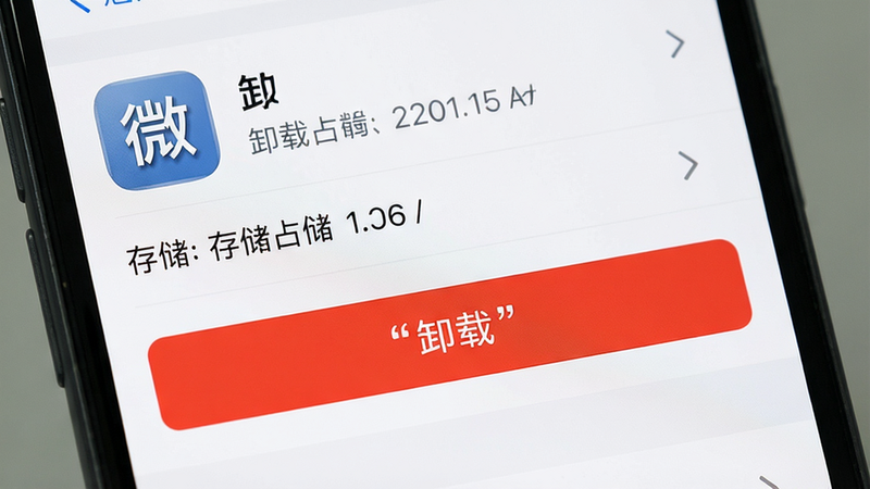 ����Ϊ�ֻ�Ӧ�ù������棬��ʾ��΢��Ӧ�õ�ж�ذ�ť�����ּ�࣬�Ű����������ϵͳ���÷磬ϸ�ڰ�����ɫж�ذ�ť�ʹ洢ռ�����ݣ������������ɾ����޶���Ԫ�أ����֡�ж�ء���������ʾ