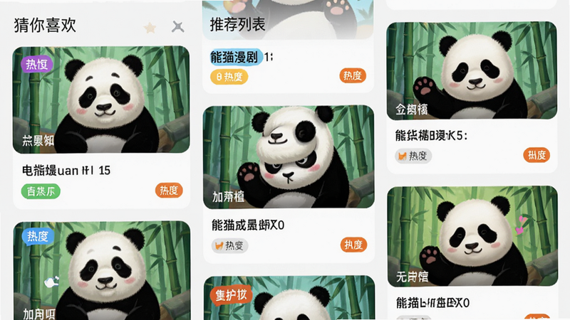 ����Ϊ��è����APP���Ƽ��б����棬����Ϊ�ٲ�����Ƭʽ��ƣ�ÿ����Ƭ��������ͼ���������ȶȱ�ǩ���Ű�������£�������������ϸ��չʾ��ǩ��ɫ�����֣������������ɾ����޶���Ԫ�أ����ְ���