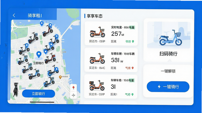 ���壺������App����ȫ��չʾ��������ͼ��λ�������б���ɨ�����а�ť�����֣�����ͼ��ʾ�ܼ��絥���ֲ��㣬�Ҳ�Ϊ����״̬��Ƭ��һ��������ڣ��Ű棺��ƽ����ƣ���ɫΪ��ɫ������ɫ�������к��Ĺ���ģ�飻����ִ��Ƽ��У����ֱ�ۣ�ϸ�ڣ����峵��ͼ�ꡢʵʱ������ʾ�������������ɼ������ʣ�8K���壬�ɾ��޶���Ԫ�أ����ּ�������