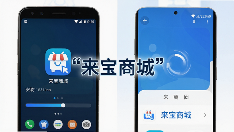 ����Ϊ��׿�ֻ������������̳�App�İ�װ������������ʾ���������Ϊ�ֻ���Ļ��ʾӦ��ͼ�����ڰ�װ���Ҳ�ΪӦ�����������ҳ���ض������Ű����ҷ��������Ƽ�����ʵ���Խ�ϣ�ɫ������ɫ���ɫΪ����ϸ�ڴ�չʾ��װ�������������Ч�������������ɾ��������м�����λ�ô����������֡������̳ǡ�