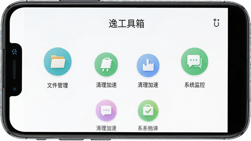 逸工具箱安卓应用主界面全景图,主体为手机屏幕,布局整洁,顶部显示