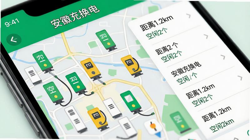 ����һ���ֻ���Ļ��дͼ����ʾ�����ճ任�硱APP�ڵĵ�ͼ���棬��ͼ�ϱ�ע�����ɫ�����У��ͻ�ɫ������У��ĳ��׮ͼ�꣬�����Ҳ���ʾ�б���Ϣ������������1.2km����������2���������֣����Ϊ��ƽ����ƣ�ɫ��������ϸ�ڷḻ�����ʸ��壬�ɾ����޶���Ԫ��