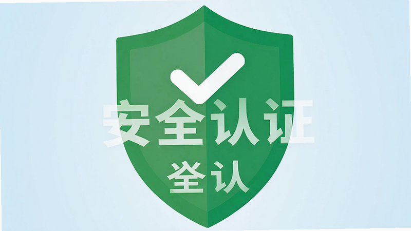生成一张安全认证标识图,主体为绿色盾牌与白色对勾,背景为淡蓝色渐变,布局简洁,风格为扁平化设计,细节清晰,画质高清,干净无多余元素,文字‘安全认证’居中显示