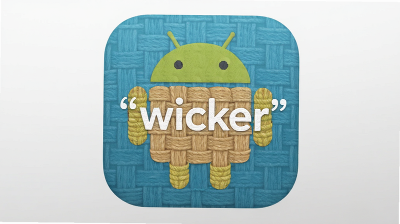 ����Ϊ��Ϊwicker�İ�׿����ͼ�꣬���־��У�����Ϊ�ɾ���ǳ��ɫ���䣬�Ű����ִ������Ϊ��ƽ����ƣ�ϸ�ڴ�����ϸ΢�ı�֯�����ʸУ����ʸ��壬�ɾ����޶���Ԫ�أ�����
