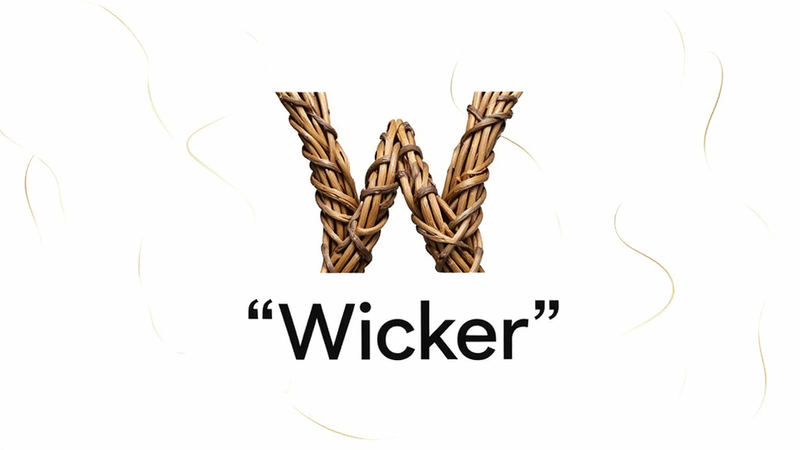����Ϊwicker����Logo�������������ں���ƣ����ֳ����������Ű����׳��㣬����ִ���Լ��ϸ�ڴ����������������������������ɾ����޶���Ԫ�أ�����